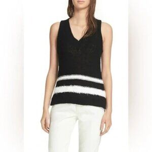 Rag & Bone Top Dina Halter Knit Tank Sweater Stripes Varsity Black White Size XS